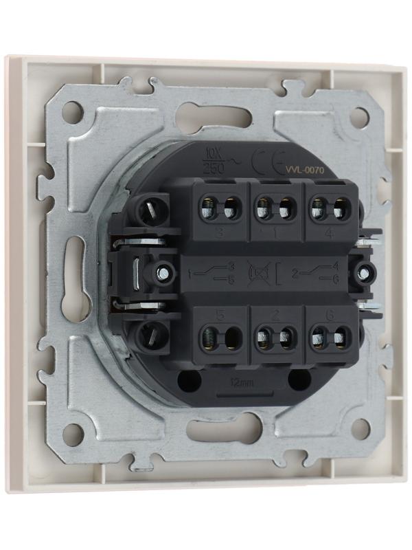 Выключатель проходной TOT Matte Glass, 10 А, 2 кл., скрытый, стекло, бежевый