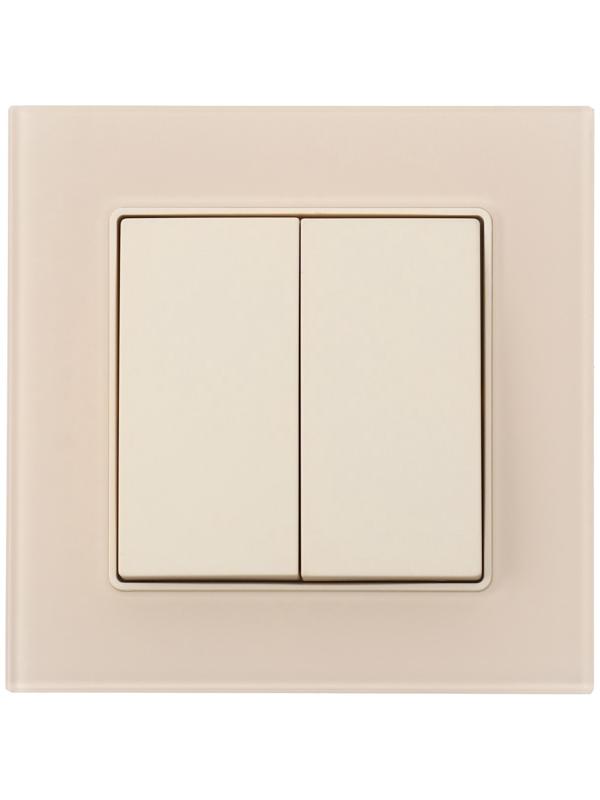 Выключатель проходной TOT Matte Glass, 10 А, 2 кл., скрытый, стекло, бежевый
