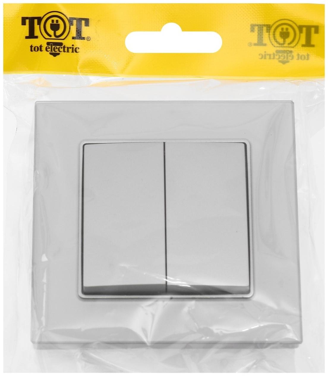 Выключатель проходной TOT Matte Glass, 10 А, 2 кл., скрытый, стекло, серебристый