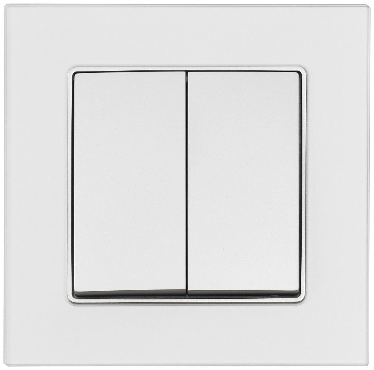 Выключатель проходной TOT Matte Glass, 10 А, 2 кл., скрытый, стекло, серебристый