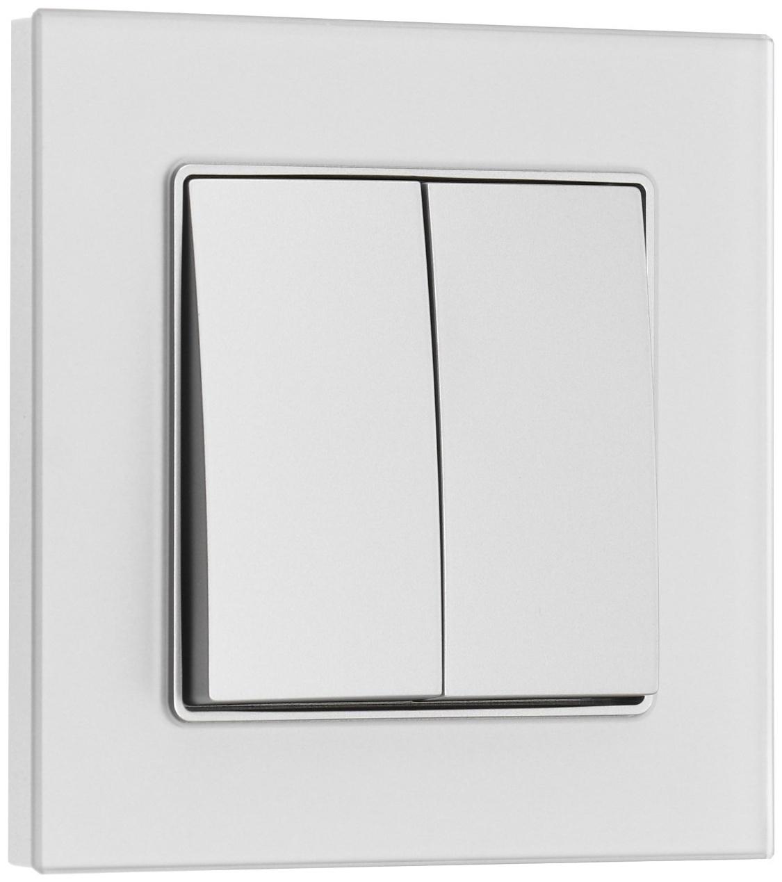 Выключатель проходной TOT Matte Glass, 10 А, 2 кл., скрытый, стекло, серебристый
