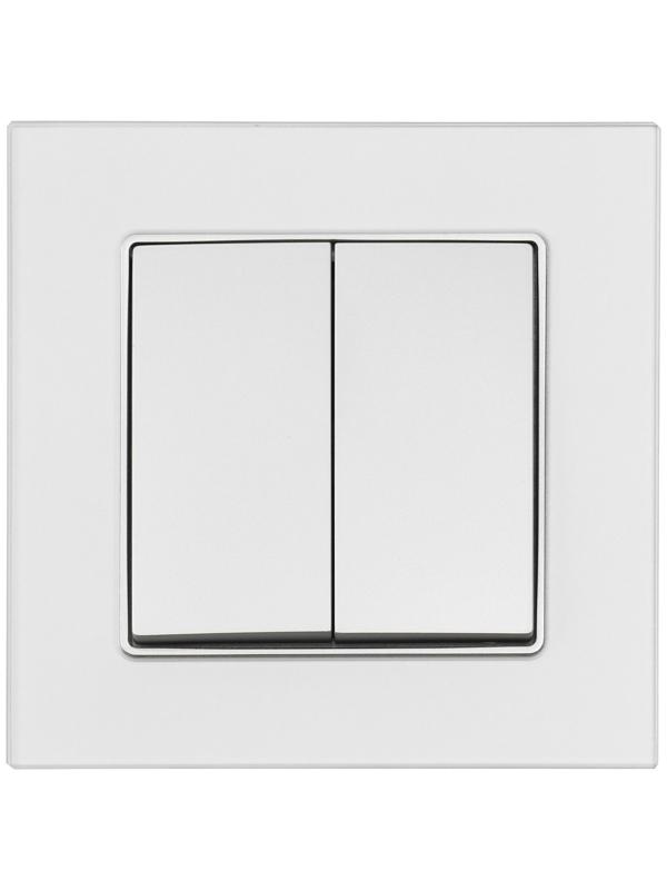 Выключатель проходной TOT Matte Glass, 10 А, 2 кл., скрытый, стекло, серебристый