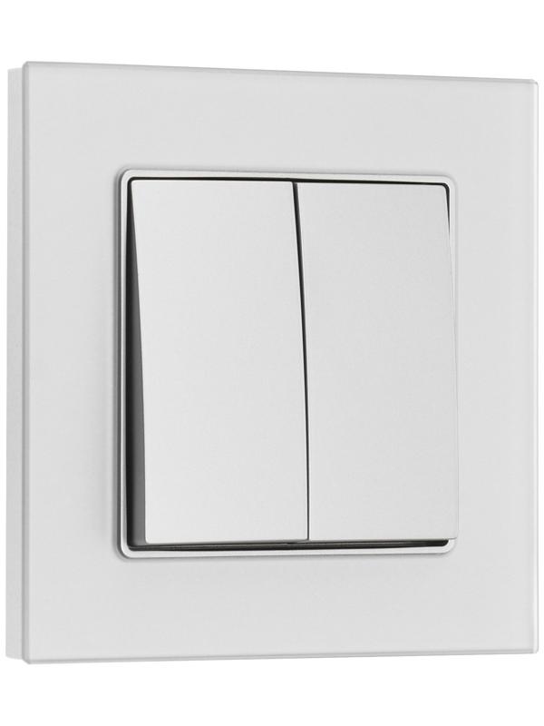 Выключатель проходной TOT Matte Glass, 10 А, 2 кл., скрытый, стекло, серебристый