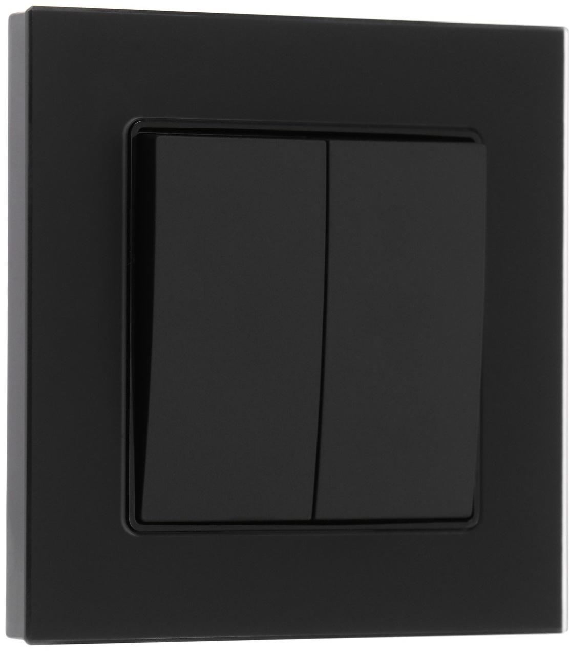 Выключатель проходной TOT Matte Glass, 10 А, 2 кл., скрытый, стекло, черный