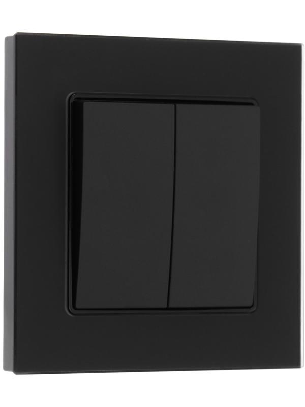 Выключатель проходной TOT Matte Glass, 10 А, 2 кл., скрытый, стекло, черный