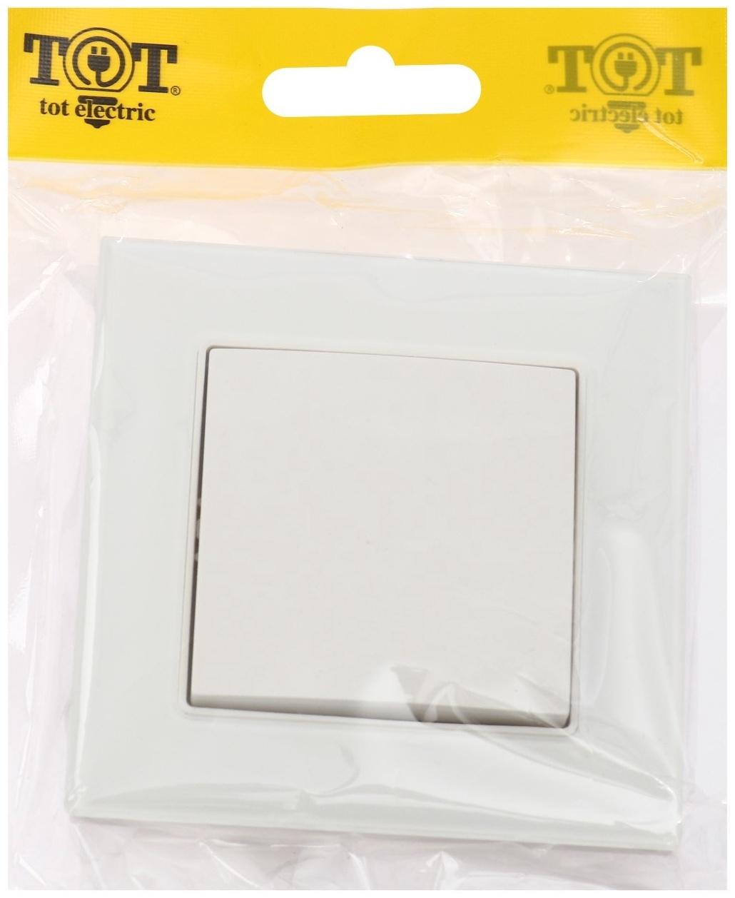 Выключатель TOT Glossy Glass, 10 А, 1 клавиша, скрытый, стекло, белый