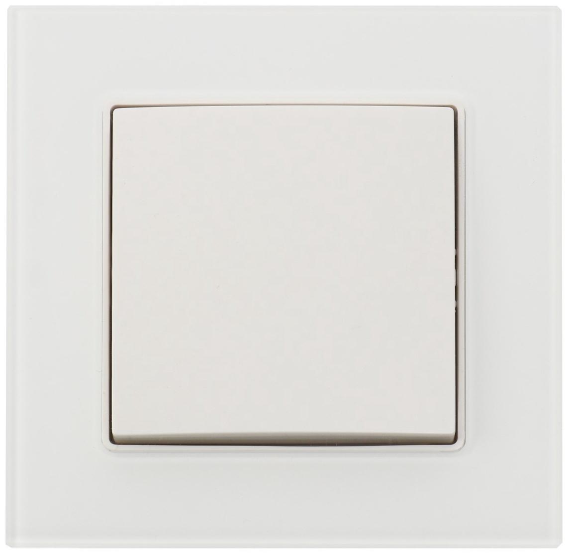 Выключатель TOT Glossy Glass, 10 А, 1 клавиша, скрытый, стекло, белый