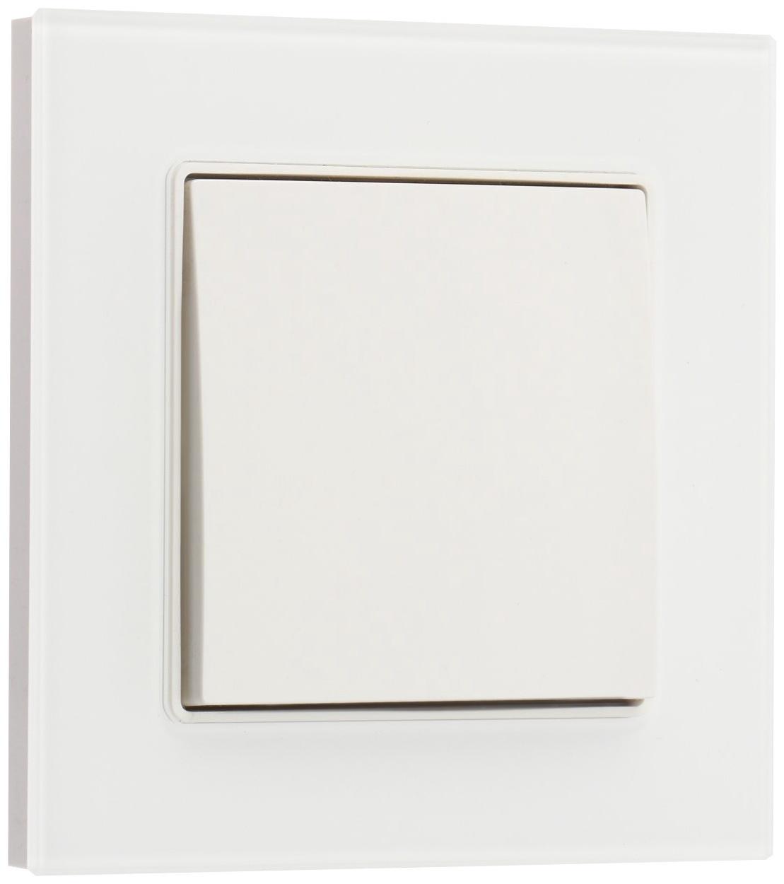 Выключатель TOT Glossy Glass, 10 А, 1 клавиша, скрытый, стекло, белый