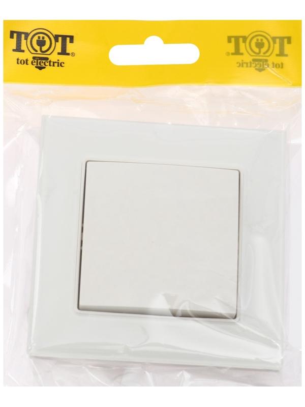 Выключатель TOT Glossy Glass, 10 А, 1 клавиша, скрытый, стекло, белый