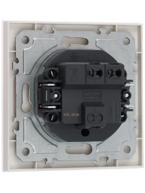 Выключатель TOT Glossy Glass, 10 А, 1 клавиша, скрытый, стекло, белый