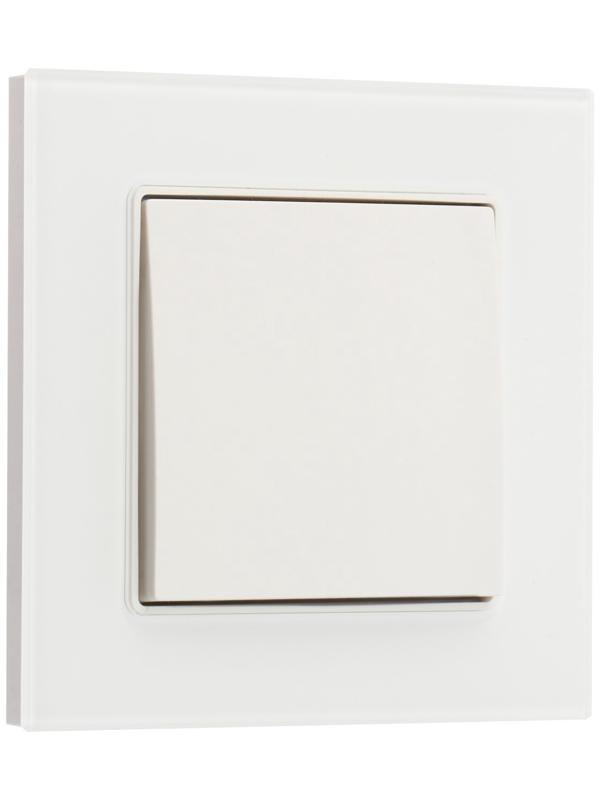 Выключатель TOT Glossy Glass, 10 А, 1 клавиша, скрытый, стекло, белый