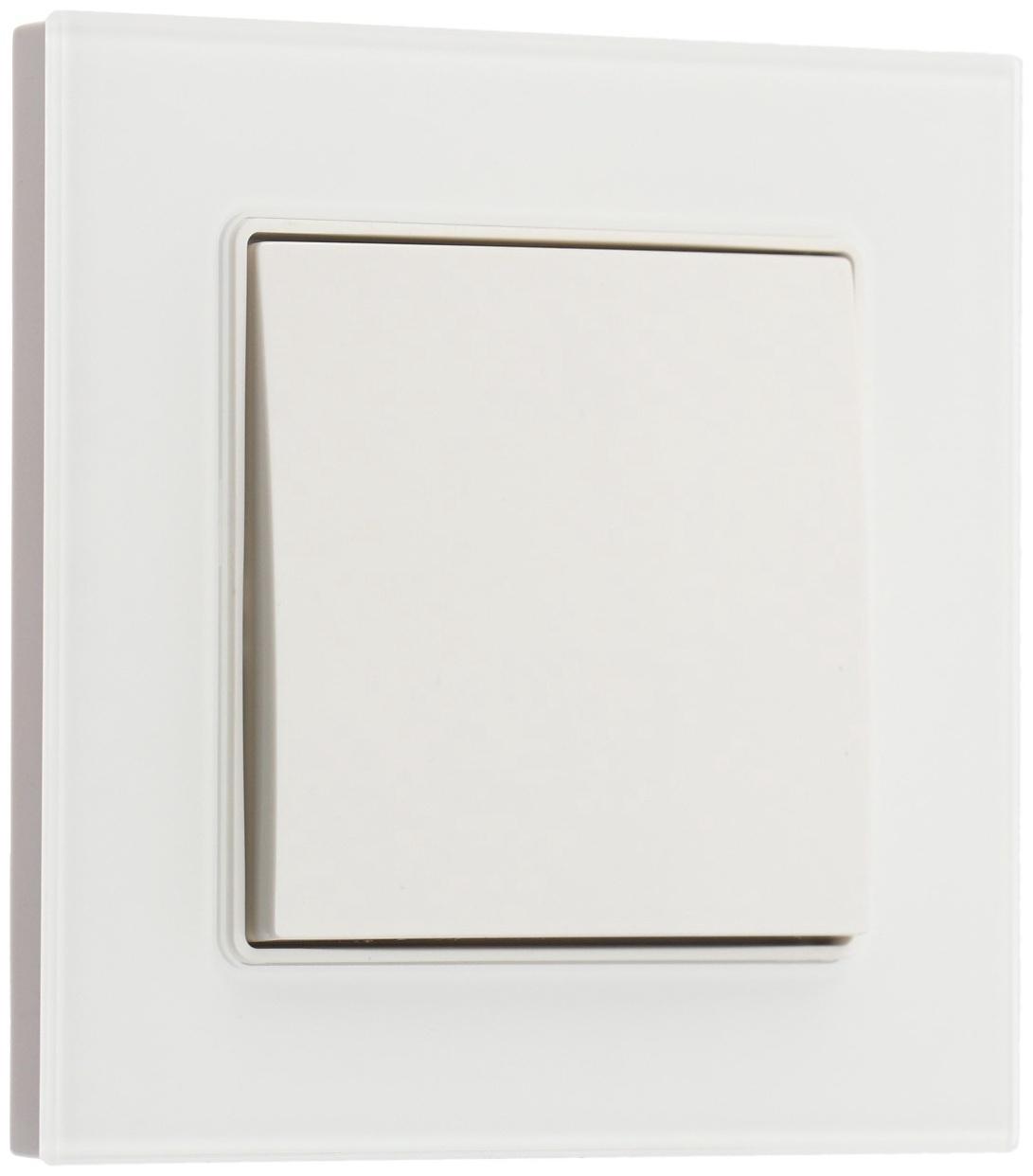 Выключатель проходной TOT Glossy Glass, 10 А, 1 клавиша, скрытый, стекло, белый