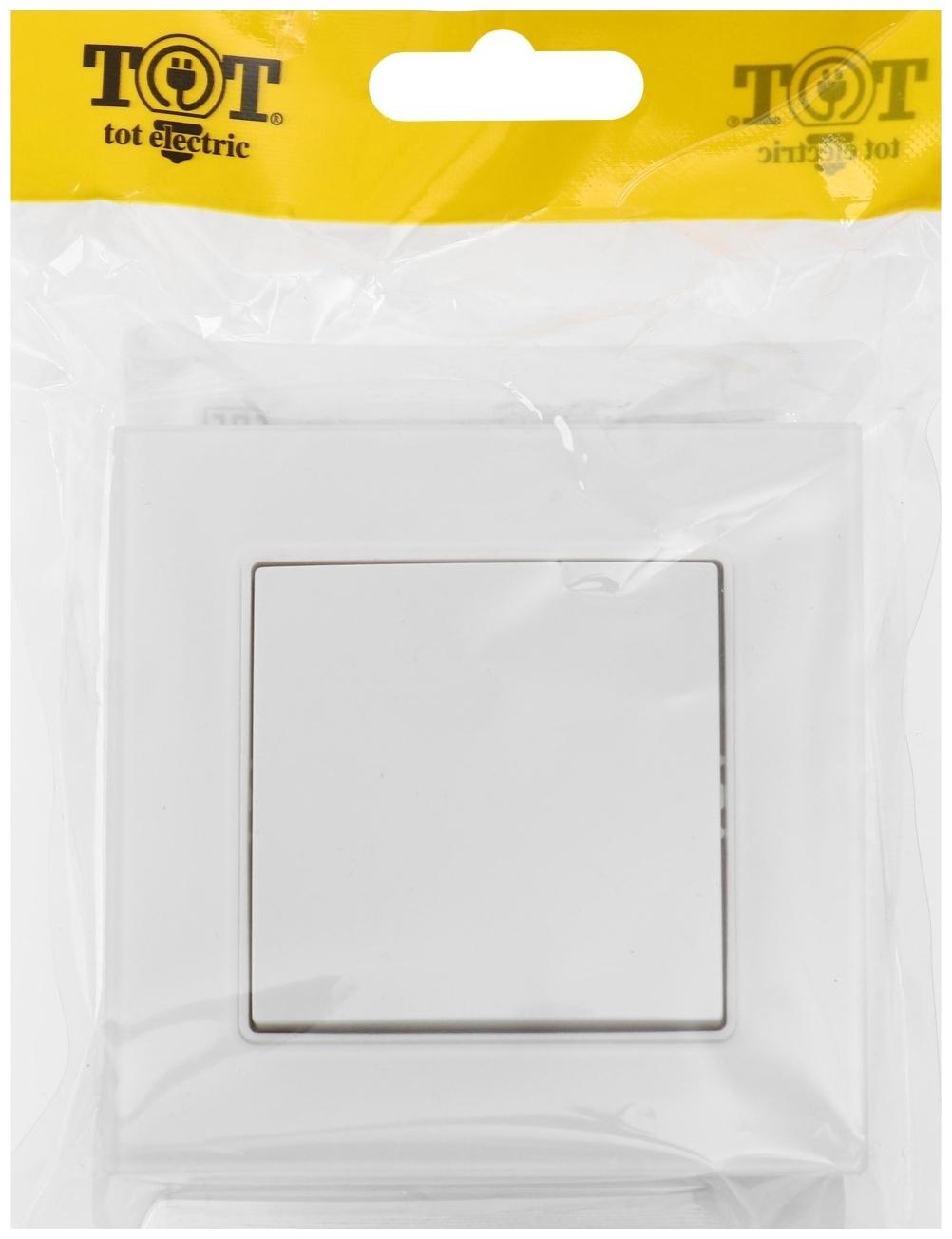 Выключатель проходной TOT Glossy Glass, 10 А, 1 клавиша, скрытый, стекло, белый