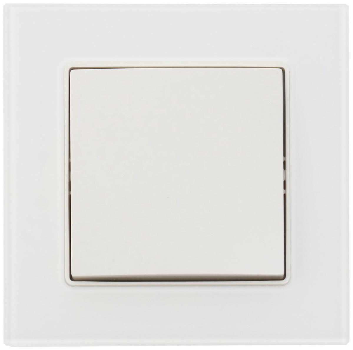 Выключатель проходной TOT Glossy Glass, 10 А, 1 клавиша, скрытый, стекло, белый