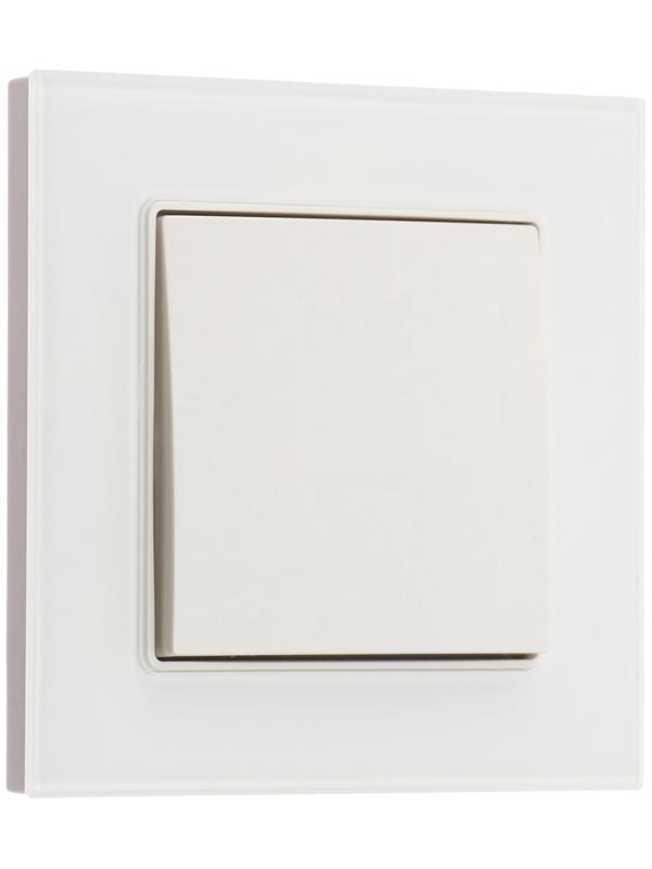 Выключатель проходной TOT Glossy Glass, 10 А, 1 клавиша, скрытый, стекло, белый