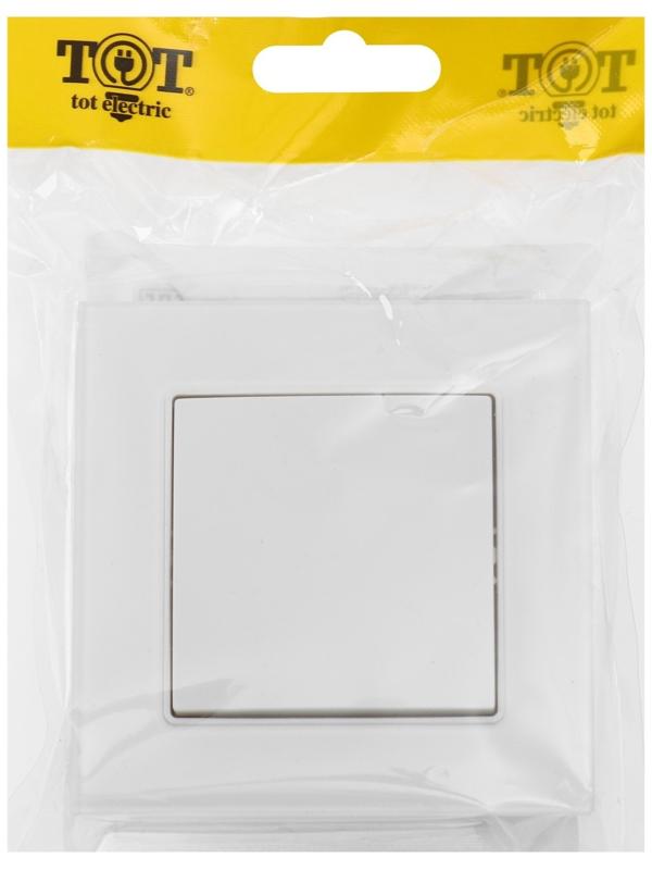 Выключатель проходной TOT Glossy Glass, 10 А, 1 клавиша, скрытый, стекло, белый