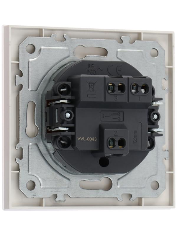 Выключатель проходной TOT Glossy Glass, 10 А, 1 клавиша, скрытый, стекло, белый