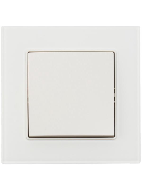 Выключатель проходной TOT Glossy Glass, 10 А, 1 клавиша, скрытый, стекло, белый