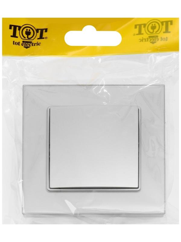 Выключатель проходной TOT Glossy Glass, 10 А, 1 клавиша, скрытый, стекло, серебристый