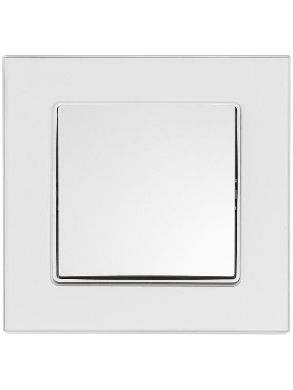 Выключатель проходной TOT Glossy Glass, 10 А, 1 клавиша, скрытый, стекло, серебристый