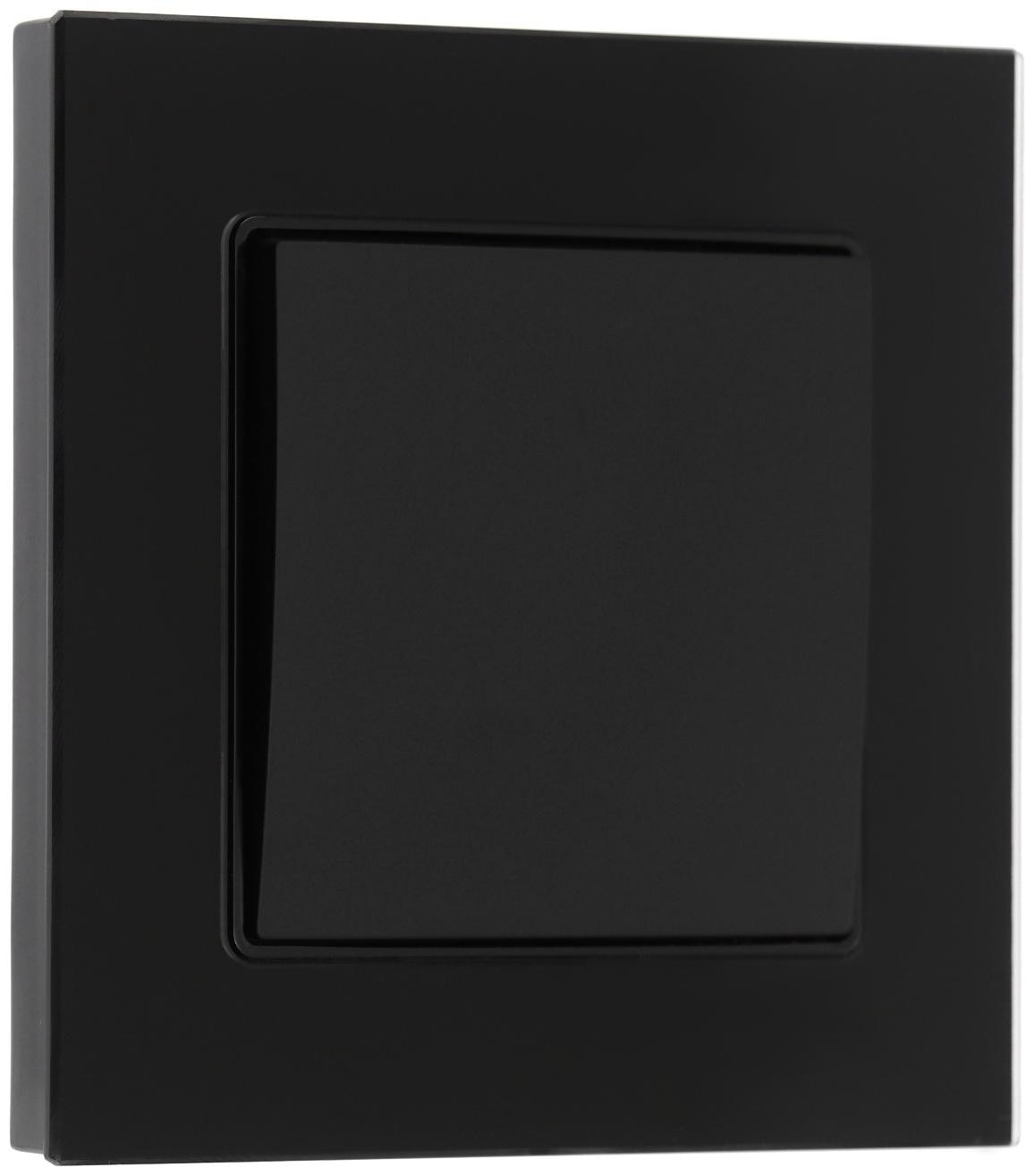 Выключатель проходной TOT Glossy Glass, 10 А, 1 клавиша, скрытый, стекло, черный