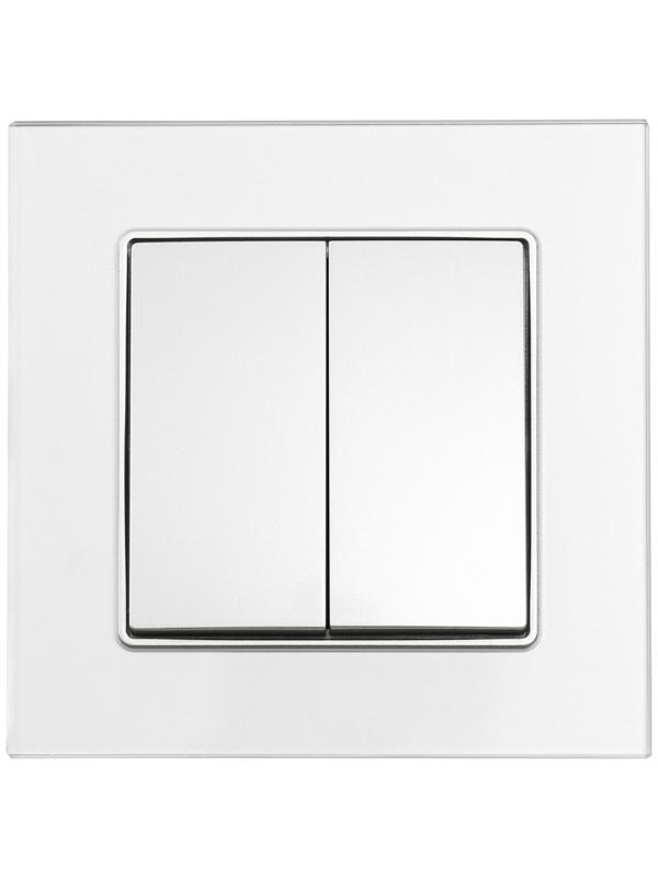 Выключатель TOT Glossy Glass, 10 А, 2 клавиши, скрытый, стекло, серебристый