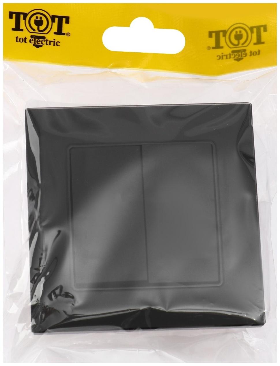 Выключатель TOT Glossy Glass, 10 А, 2 клавиши, скрытый, стекло, черный