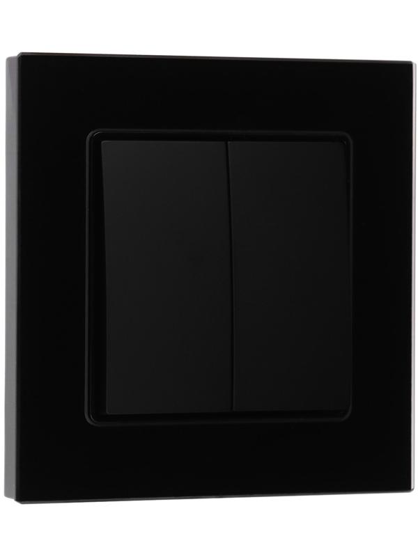 Выключатель TOT Glossy Glass, 10 А, 2 клавиши, скрытый, стекло, черный