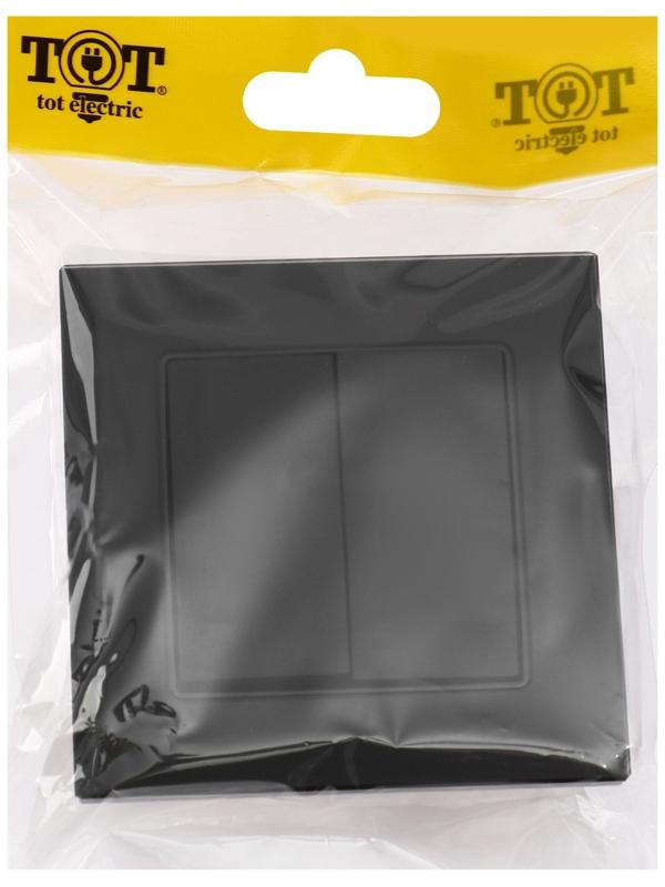 Выключатель TOT Glossy Glass, 10 А, 2 клавиши, скрытый, стекло, черный