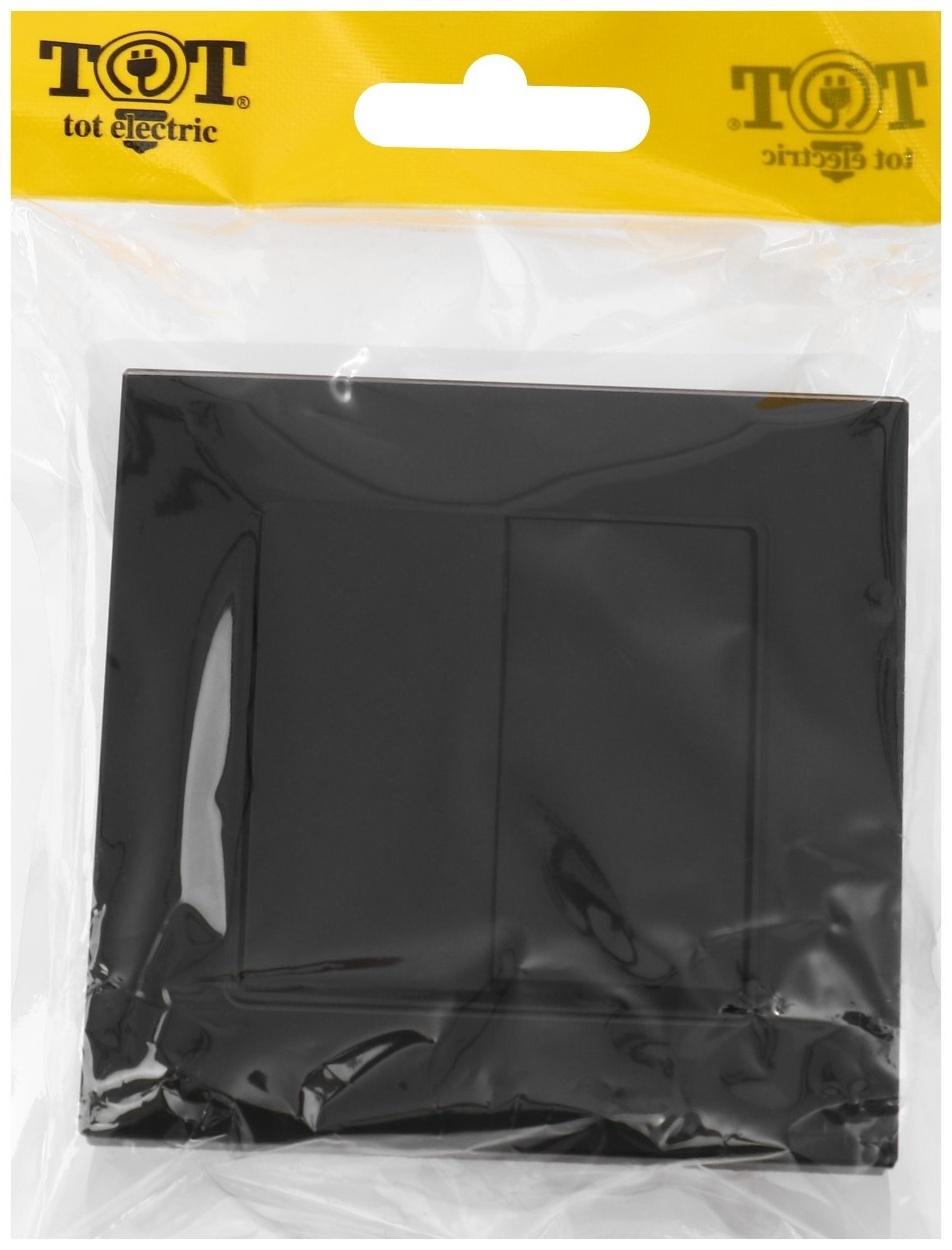 Выключатель проходной TOT Glossy Glass, 10 А, 2 клавиши, скрытый, стекло, черный