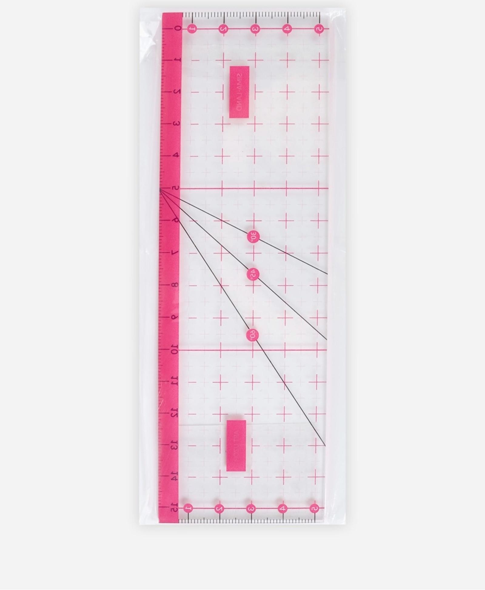 Линейка для квилтинга и пэчворка, 15 × 5 см, цвет прозрачный/розовый