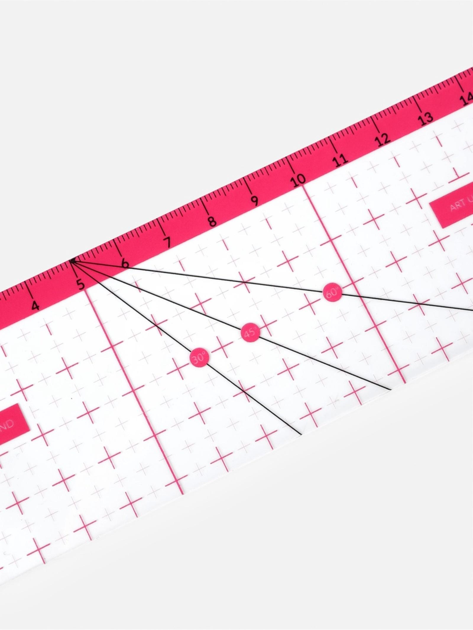 Линейка для квилтинга и пэчворка, 15 × 5 см, цвет прозрачный/розовый