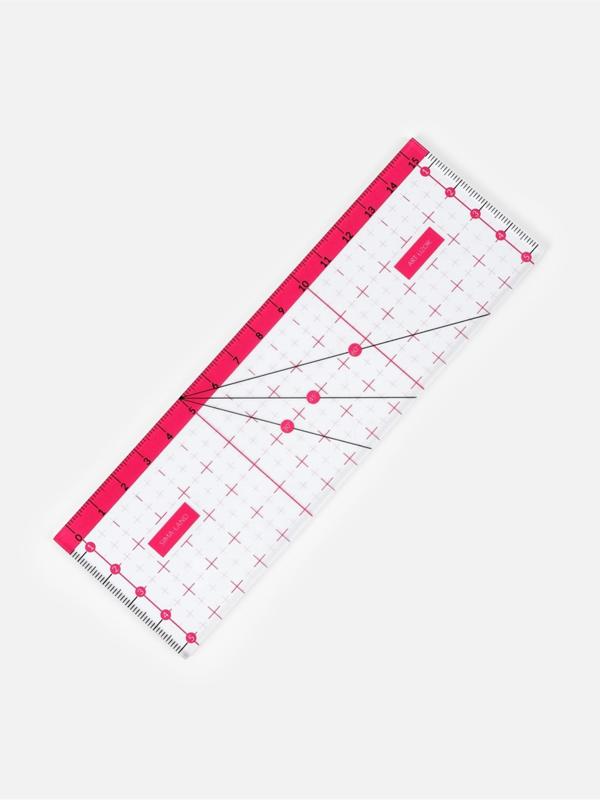 Линейка для квилтинга и пэчворка, 15 × 5 см, цвет прозрачный/розовый