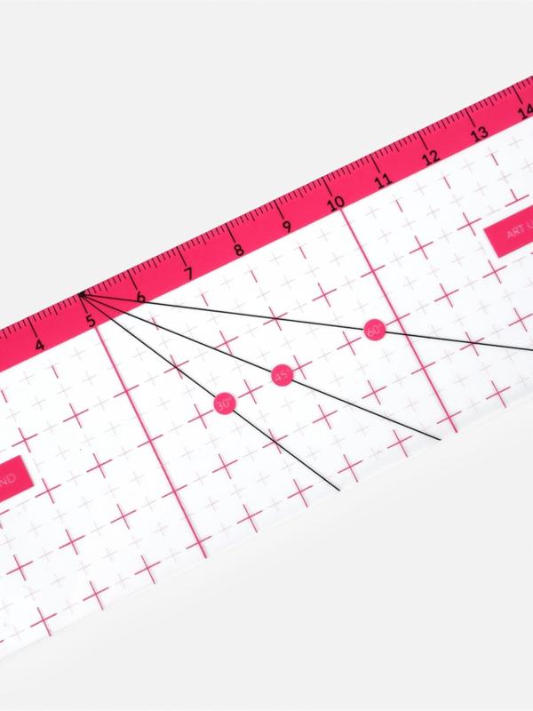 Линейка для квилтинга и пэчворка, 15 × 5 см, цвет прозрачный/розовый