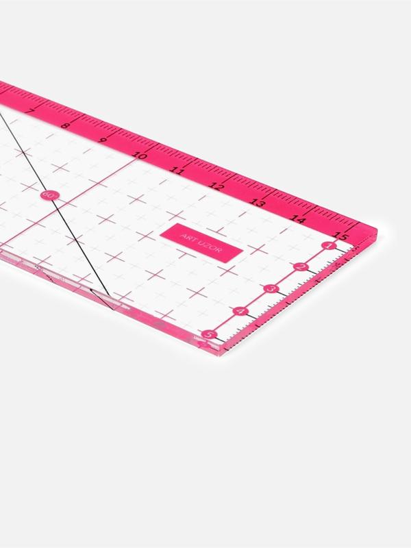 Линейка для квилтинга и пэчворка, 15 × 5 см, цвет прозрачный/розовый