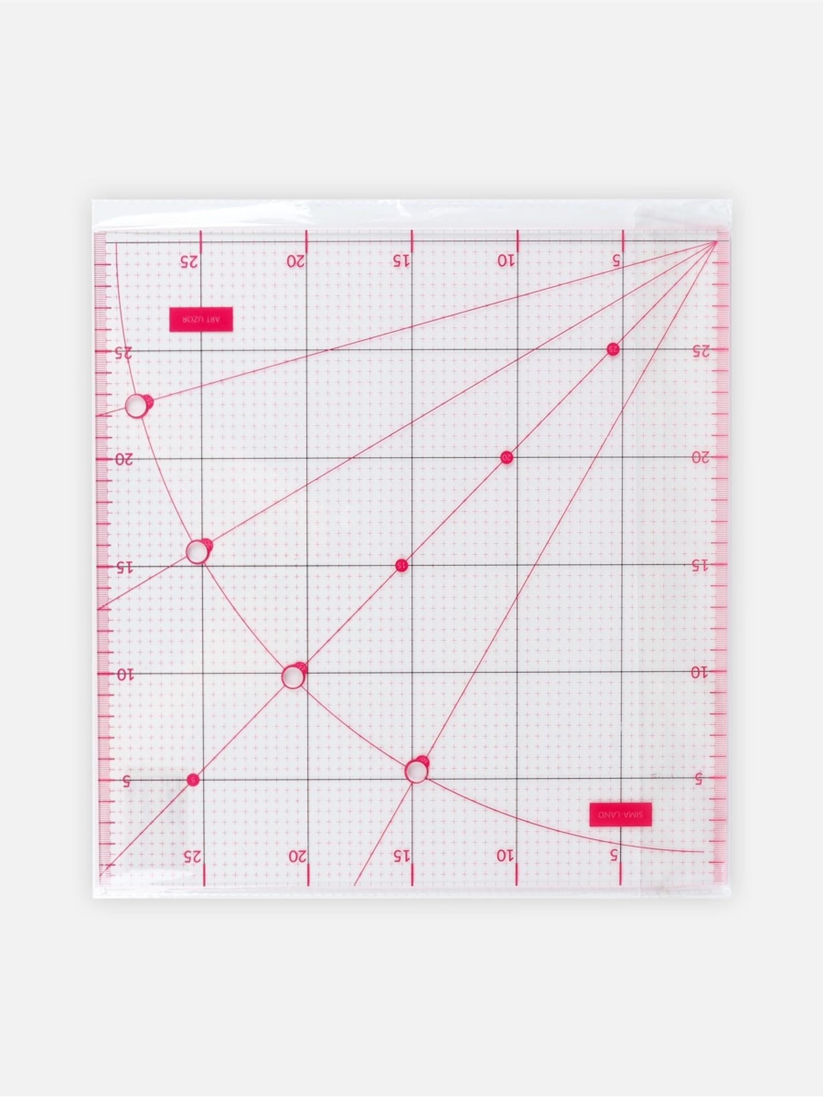Линейка для квилтинга и пэчворка, с отверстиями, 30 × 30 см, цвет прозрачный/розовый