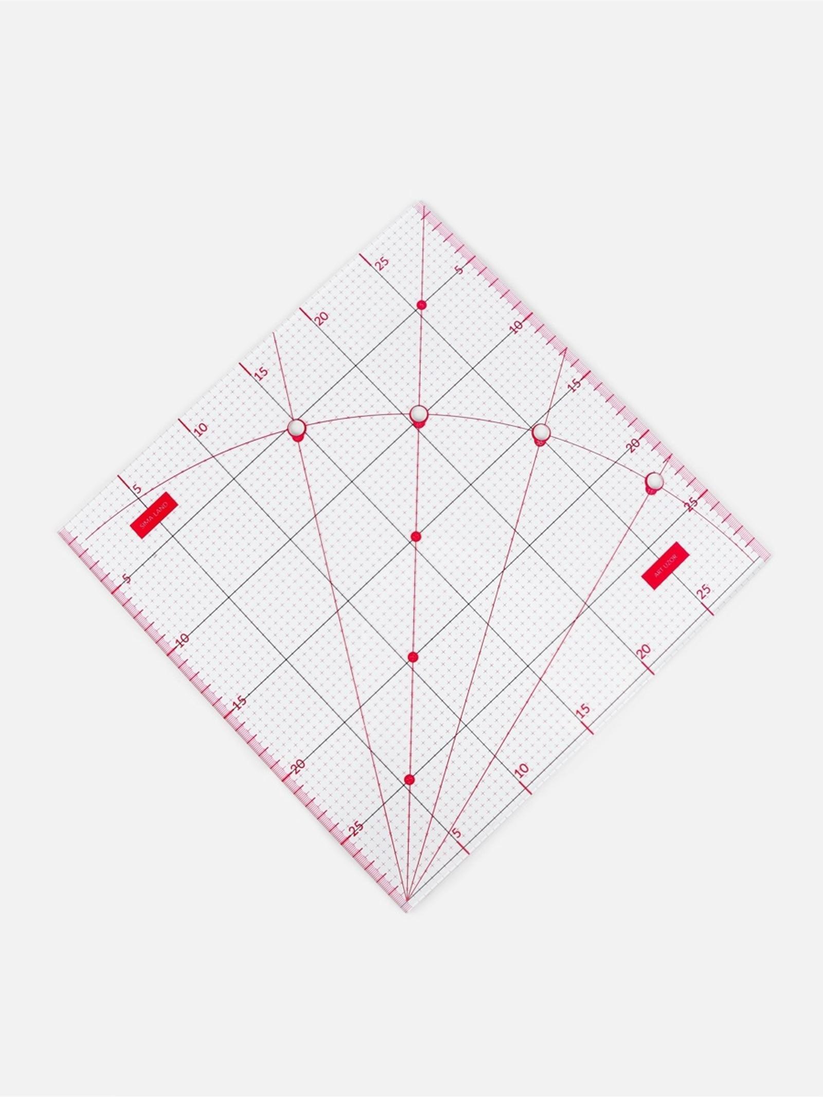 Линейка для квилтинга и пэчворка, с отверстиями, 30 × 30 см, цвет прозрачный/розовый