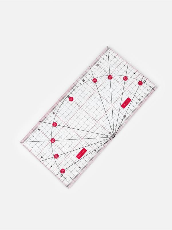 Линейка для квилтинга и пэчворка, с транспортиром, 30 × 15 см, цвет прозрачный/розовый