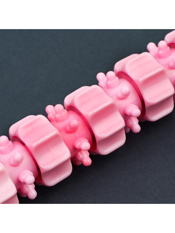 Массажёр «Скалка», универсальный, 37.5×4 см, деревянный, 11 колёс, розовый