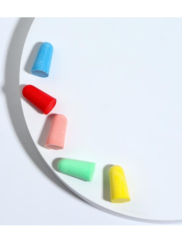 Беруши, 2.5×1 см, набор - 5 пар, в футляре, разноцветные