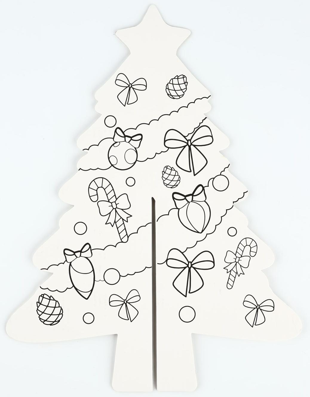 Ёлка раскраска настольная на новый год «Милый зайчик», новогодний набор для творчества