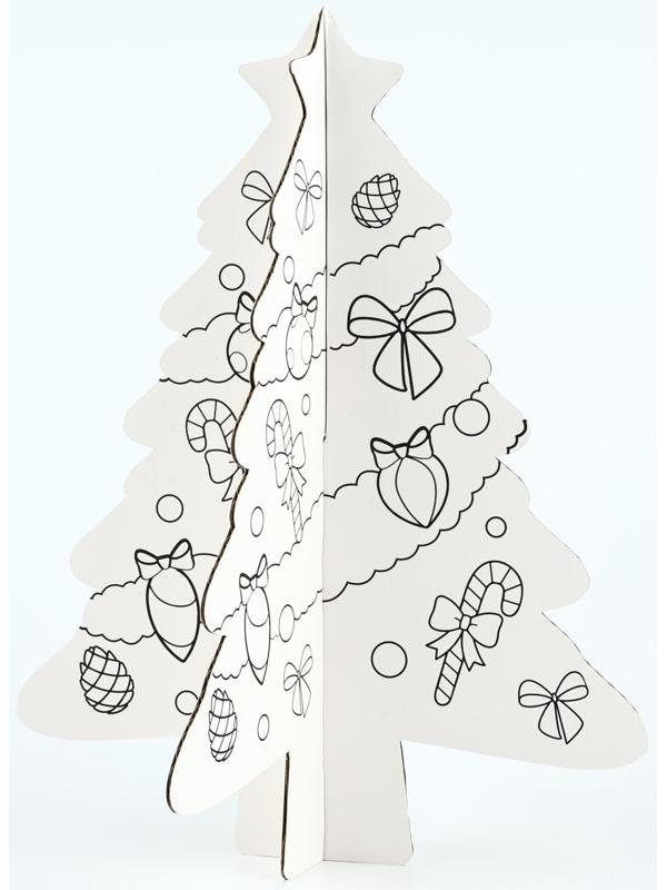 Ёлка раскраска настольная на новый год «Милый зайчик», новогодний набор для творчества