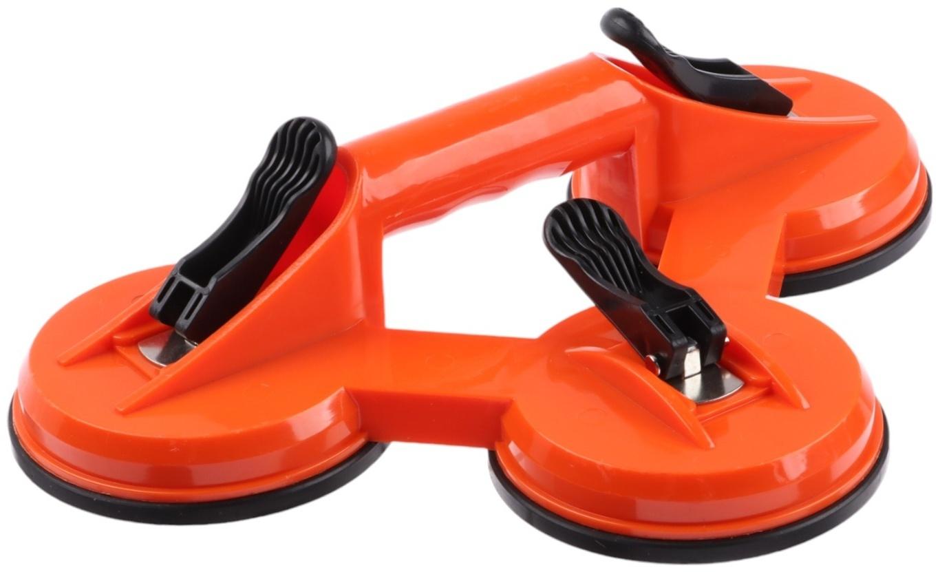 Тройная вакуумная присоска для стекла, d 12 см, пластик, оранжевый