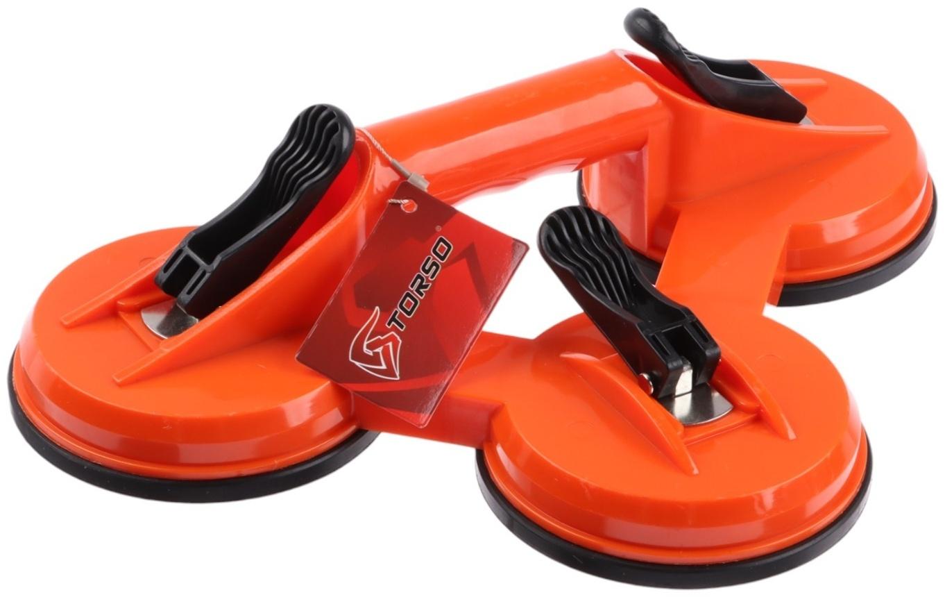 Тройная вакуумная присоска для стекла, d 12 см, пластик, оранжевый