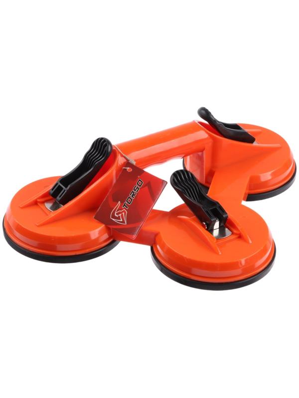 Тройная вакуумная присоска для стекла, d 12 см, пластик, оранжевый