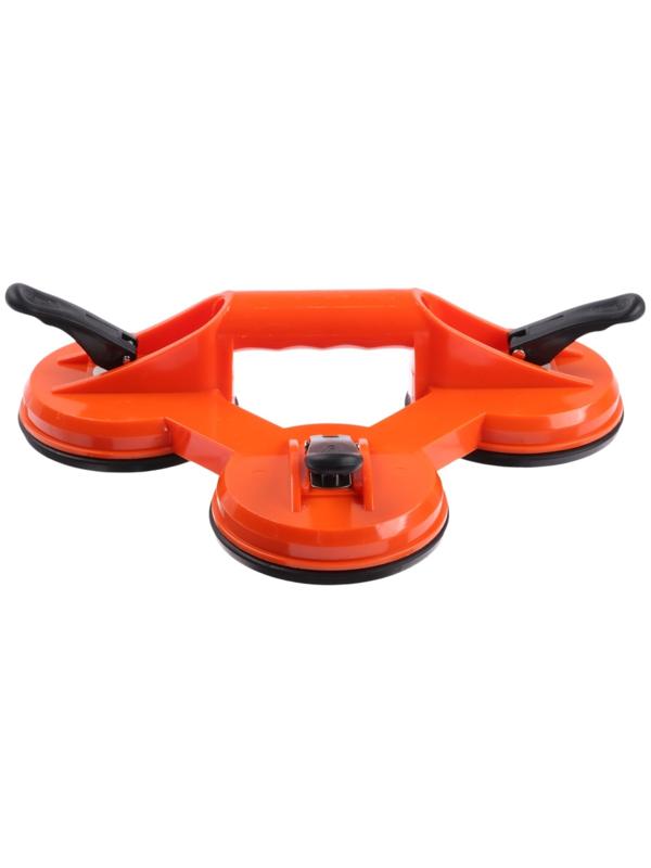 Тройная вакуумная присоска для стекла, d 12 см, пластик, оранжевый