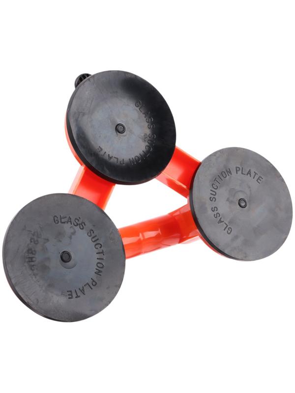Тройная вакуумная присоска для стекла, d 12 см, пластик, оранжевый