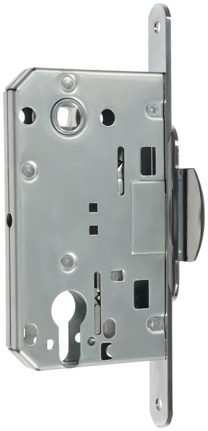 Защелка врезная под цилиндр LOCKLAND ZLK3CP, цвет хром, пластиковый язычок