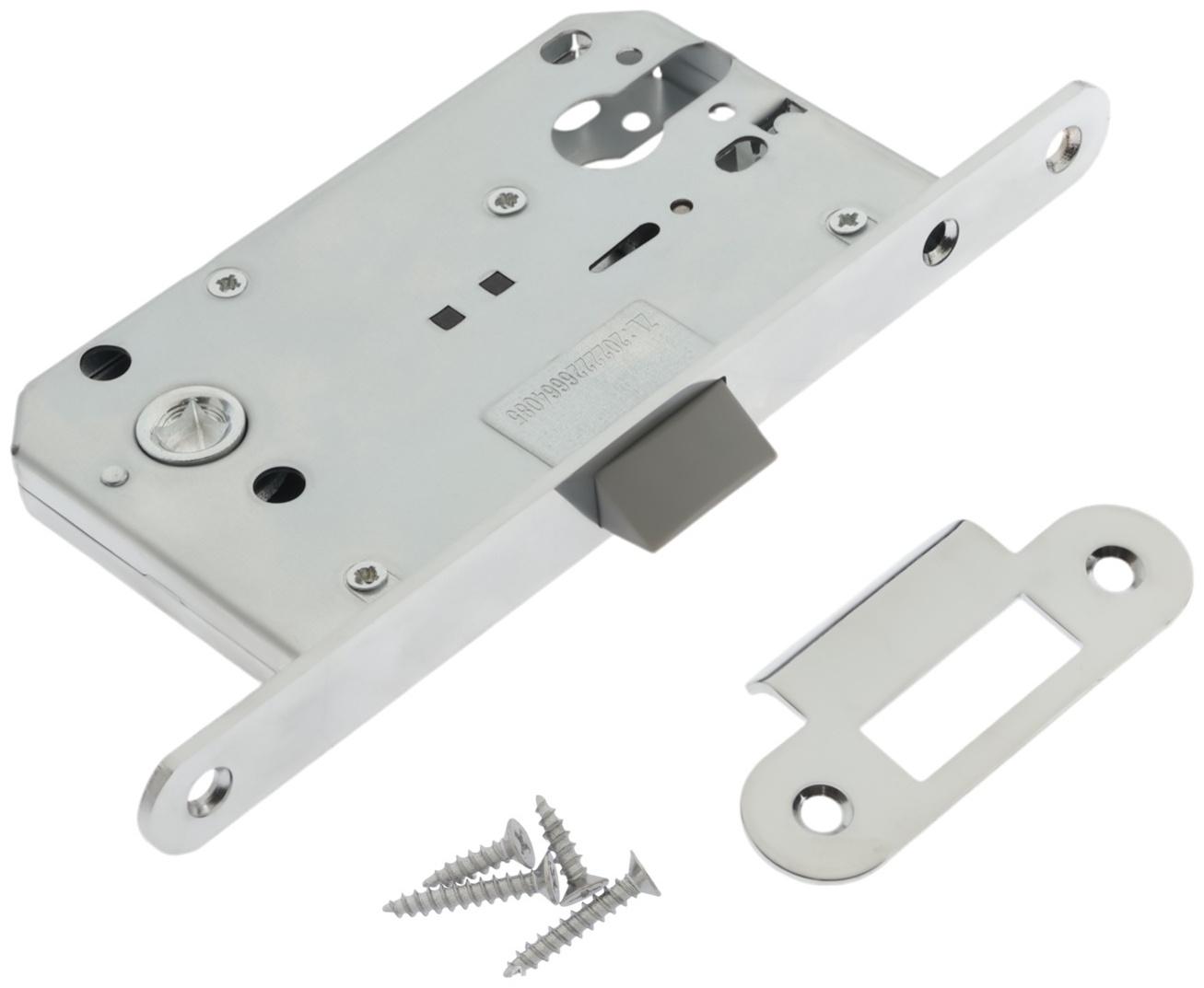 Защелка врезная под цилиндр LOCKLAND ZLK3CP, цвет хром, пластиковый язычок