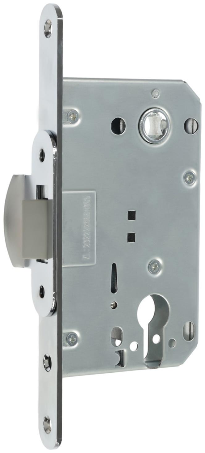 Защелка врезная под цилиндр LOCKLAND ZLK3CP, цвет хром, пластиковый язычок